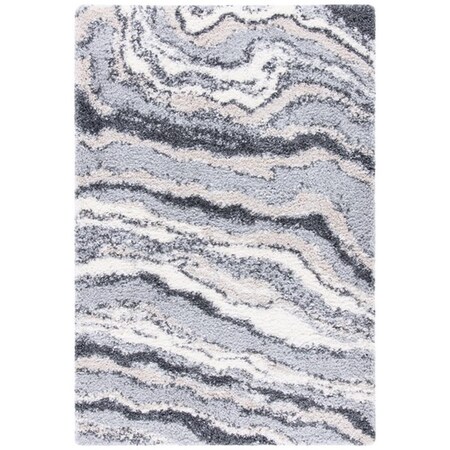 Safavieh 5 ft. 3 in. x 7 ft. 6 in. Fontana Shag 800 Contemporary Rectangle Power Loomed Rug - Gray & Ivory FNT865F-5